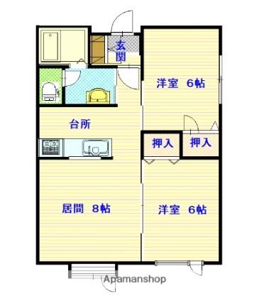 ドリームハイツひかり 201｜北海道旭川市末広五条８丁目(賃貸アパート2LDK・2階・51.00㎡)の写真 その2