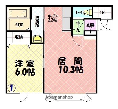 ブルーソールＣ ｜北海道旭川市東光十八条４丁目(賃貸アパート1LDK・2階・43.28㎡)の写真 その2