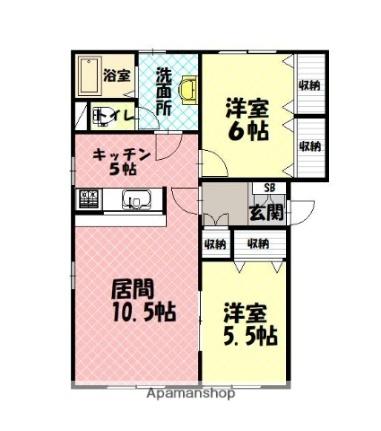 サウスコーポ3号館 201｜北海道旭川市永山四条４丁目(賃貸アパート2LDK・2階・62.00㎡)の写真 その2