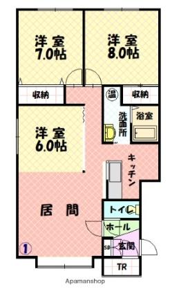 クレールＡ 201｜北海道旭川市新富二条２丁目(賃貸アパート3LDK・2階・78.08㎡)の写真 その2