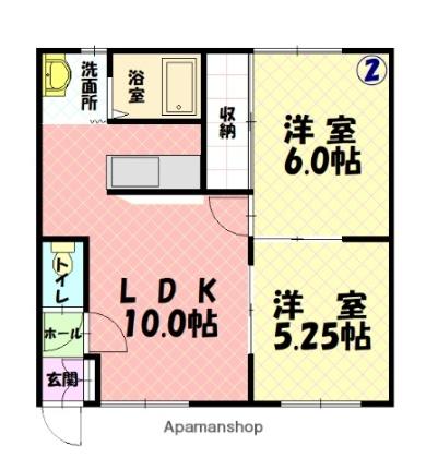 ワンダーハイツ98 203｜北海道旭川市永山九条８丁目(賃貸アパート2LDK・2階・51.84㎡)の写真 その2