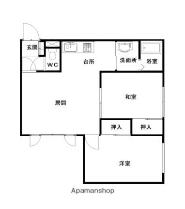 ウォーム・713 ｜北海道旭川市七条通１３丁目(賃貸アパート2LDK・1階・58.32㎡)の写真 その2