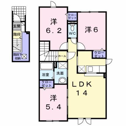 ヴィラ・コスモス 201｜北海道滝川市西町６丁目(賃貸アパート3LDK・2階・72.46㎡)の写真 その2