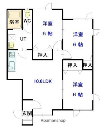 ＳＴＯＲＫ ｜北海道旭川市旭町二条１７丁目(賃貸アパート3LDK・1階・63.99㎡)の写真 その2