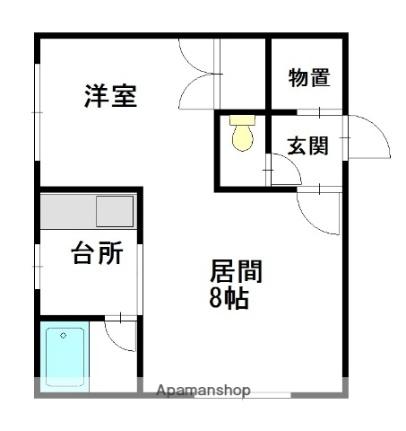 コートハウス愛宕Ｂ 107｜北海道旭川市豊岡十五条６丁目(賃貸アパート1LDK・1階・28.05㎡)の写真 その2