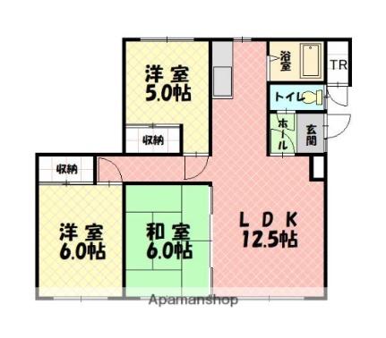 グランビュー豊岡 203｜北海道旭川市豊岡十四条６丁目(賃貸アパート3LDK・2階・63.18㎡)の写真 その2