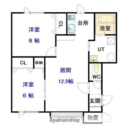 パティオ ｜北海道旭川市近文町２１丁目(賃貸アパート2LDK・1階・67.05㎡)の写真 その2