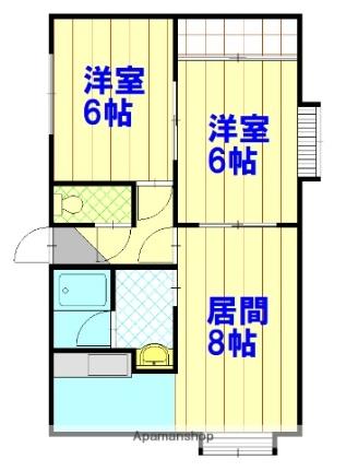 豊岡6．4オリーブハウス 201｜北海道旭川市豊岡六条４丁目(賃貸アパート2LDK・2階・45.96㎡)の写真 その2