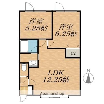 ＩＫハウス ｜北海道帯広市東二条南２１丁目(賃貸アパート2LDK・1階・47.40㎡)の写真 その2