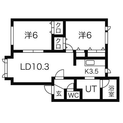 ノースフィールドＡ 203｜北海道札幌市清田区北野七条４丁目(賃貸アパート2LDK・2階・56.07㎡)の写真 その2