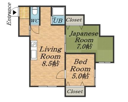 第2筒井コーポ 205｜北海道札幌市白石区本郷通３丁目南(賃貸アパート2DK・2階・40.40㎡)の写真 その2