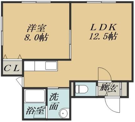 ブランピエール326 0402｜北海道札幌市白石区菊水上町一条２丁目(賃貸マンション1LDK・4階・46.69㎡)の写真 その2