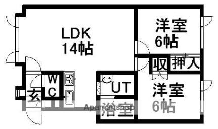 ハイブリッジI 101｜北海道札幌市白石区本通１０丁目北(賃貸アパート2LDK・2階・50.00㎡)の写真 その2