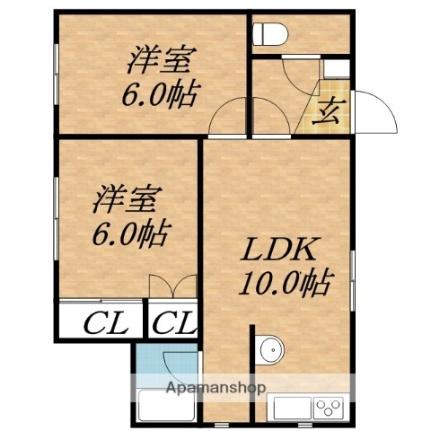 ハイツ新琴似 202｜北海道札幌市北区新琴似六条８丁目(賃貸アパート2LDK・2階・48.60㎡)の写真 その2