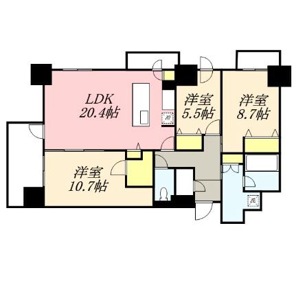 マストライフ南4条 1303｜北海道札幌市中央区南四条東４丁目(賃貸マンション3LDK・13階・105.19㎡)の写真 その2