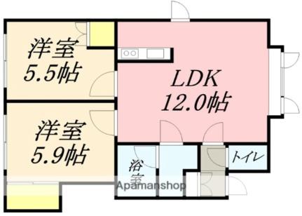 サウスヒルズ 102｜北海道小樽市桜３丁目(賃貸アパート2LDK・1階・46.78㎡)の写真 その2