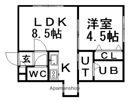 リージェンツパーク 101｜北海道札幌市豊平区美園二条７丁目(賃貸アパート1LDK・1階・27.00㎡)の写真 その2