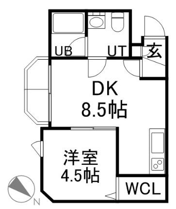 コンパネロ 402｜北海道札幌市白石区本通３丁目北(賃貸マンション1LDK・4階・32.00㎡)の写真 その2