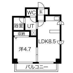 杉本ビル 805｜北海道札幌市白石区東札幌二条４丁目(賃貸マンション1DK・8階・30.90㎡)の写真 その2