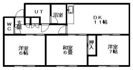 シャトレーヌ白井 405｜北海道札幌市白石区栄通１５丁目(賃貸マンション3LDK・4階・48.60㎡)の写真 その2