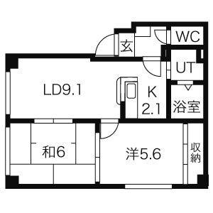 鶴巻ＭＳ 302｜北海道札幌市東区北三十一条東１７丁目(賃貸マンション2LDK・3階・47.78㎡)の写真 その2