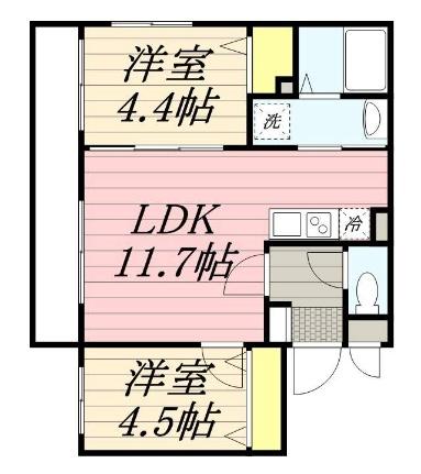 ＡＬＢＡ　ＧＲＡＮＤＥ麻生 401｜北海道札幌市北区北三十六条西６丁目(賃貸マンション2LDK・4階・44.45㎡)の写真 その2