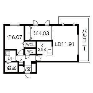 アルファスクエア北20西4 503｜北海道札幌市北区北二十条西４丁目(賃貸マンション2LDK・5階・55.74㎡)の写真 その2