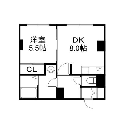 共済ハウス 202｜北海道札幌市中央区南六条西１１丁目(賃貸マンション1DK・2階・34.20㎡)の写真 その2
