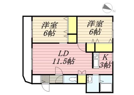 イーリス宮の丘虹の橋 203｜北海道札幌市西区宮の沢三条３丁目(賃貸マンション2LDK・2階・57.49㎡)の写真 その2