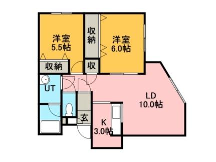 コム・エンゼル 0105｜北海道札幌市手稲区手稲本町四条４丁目(賃貸アパート2LDK・2階・56.85㎡)の写真 その2