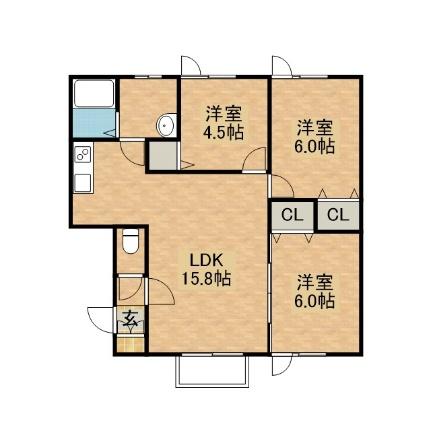 クレスト5・6 202｜北海道札幌市西区西野五条６丁目(賃貸アパート3LDK・2階・65.89㎡)の写真 その2