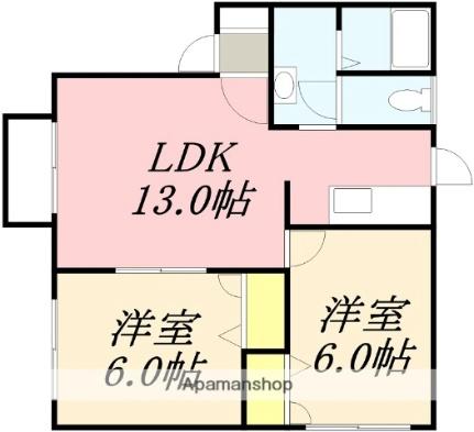 タイム日吉 101｜北海道函館市日吉町３丁目(賃貸アパート2LDK・1階・51.30㎡)の写真 その2