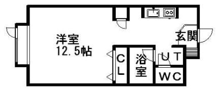 藤井ビルひばりが丘 0408｜北海道札幌市厚別区厚別南１丁目(賃貸マンション1K・4階・28.48㎡)の写真 その2