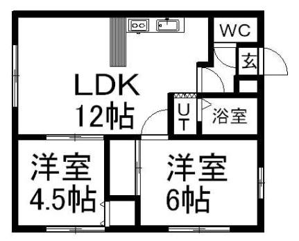 メゾニティサエキI 203｜北海道札幌市白石区平和通９丁目北(賃貸アパート2LDK・2階・46.71㎡)の写真 その2