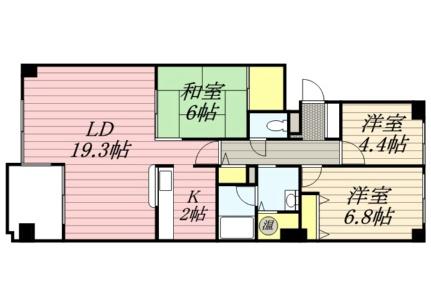 びなすひばりが丘26 0404｜北海道札幌市厚別区厚別南２丁目(賃貸マンション3LDK・4階・82.41㎡)の写真 その2