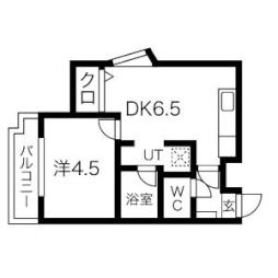 杉本ビル 8階1DKの間取り