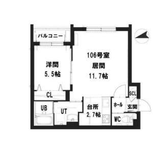 グランメール・シャリテ 106 ｜ 北海道札幌市豊平区中の島二条１０丁目（賃貸マンション1LDK・1階・44.95㎡） その2