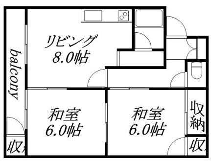 朝日レジデンス 511｜北海道札幌市中央区南十一条西７丁目(賃貸マンション2DK・5階・41.25㎡)の写真 その2