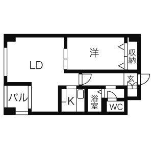 ＮＯＲＴＨＥＲＮ　ＨＩＬＬＳ　南6条 316｜北海道札幌市中央区南六条西１３丁目(賃貸マンション1LDK・3階・44.24㎡)の写真 その2