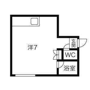 シティコート14 203｜北海道札幌市中央区南十四条西８丁目(賃貸アパート1R・2階・14.00㎡)の写真 その2