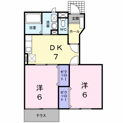 バードタイニー 103｜青森県八戸市南白山台１丁目(賃貸アパート2DK・1階・44.34㎡)の写真 その2