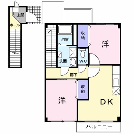 ベルセレーノ 203 ｜ 青森県八戸市江陽４丁目（賃貸アパート2DK・2階・54.42㎡） その2