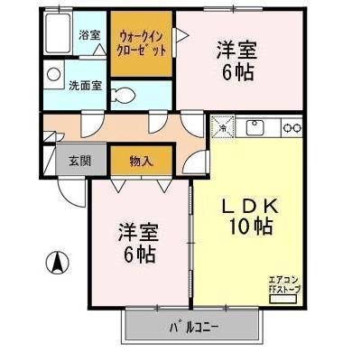 エルドラード　ナナ　Ａ 202｜青森県八戸市長根４丁目(賃貸アパート2LDK・2階・55.20㎡)の写真 その2