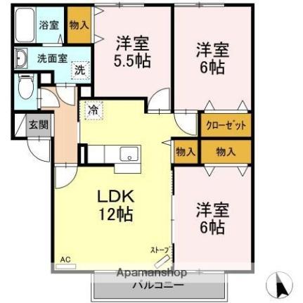 ロイヤルコート小柳Ａ 102 ｜ 青森県青森市小柳５丁目（賃貸アパート3LDK・1階・69.22㎡） その2