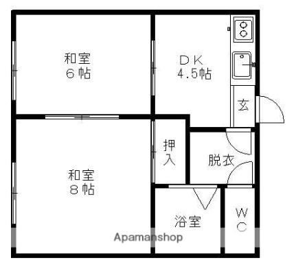 コーポラス外崎 ｜青森県弘前市大字城東中央４丁目(賃貸アパート2K・1階・35.00㎡)の写真 その2