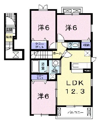 パル　シティ　西中山Ａ 201 ｜ 宮城県仙台市泉区西中山２丁目（賃貸アパート3LDK・2階・68.36㎡） その2