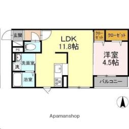 仙台市営南北線 北四番丁駅 徒歩15分の賃貸アパート 3階1LDKの間取り