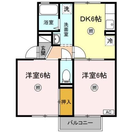 プリムローズ　ＡＢＣ C202｜宮城県大崎市古川鶴ケ埣字新江北(賃貸アパート2DK・2階・42.11㎡)の写真 その2