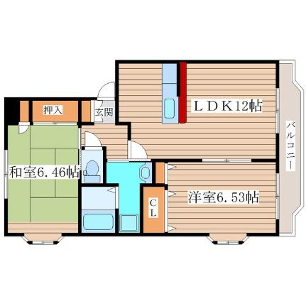 レジュウィールＥ棟 ｜宮城県仙台市青葉区落合５丁目(賃貸アパート2LDK・2階・54.90㎡)の写真 その2