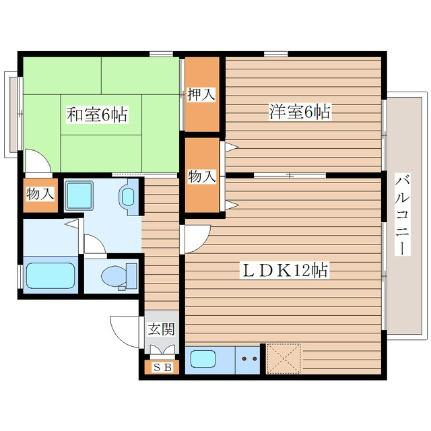 レジュウィールＤ棟 ｜宮城県仙台市青葉区落合５丁目(賃貸アパート2LDK・2階・55.42㎡)の写真 その2